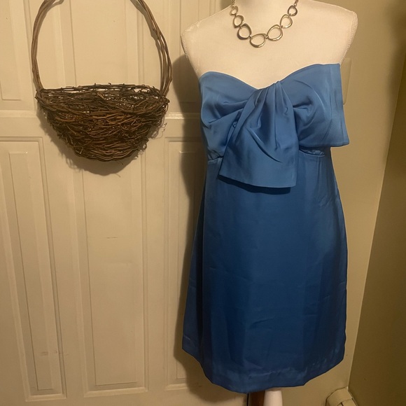 Lilly Pulitzer nwt carolyn strapless bow satin dress in morelle blue . - Picture 3 of 7